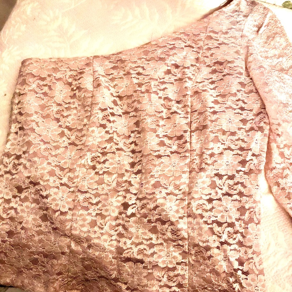 Rich rose lace one sleeve top